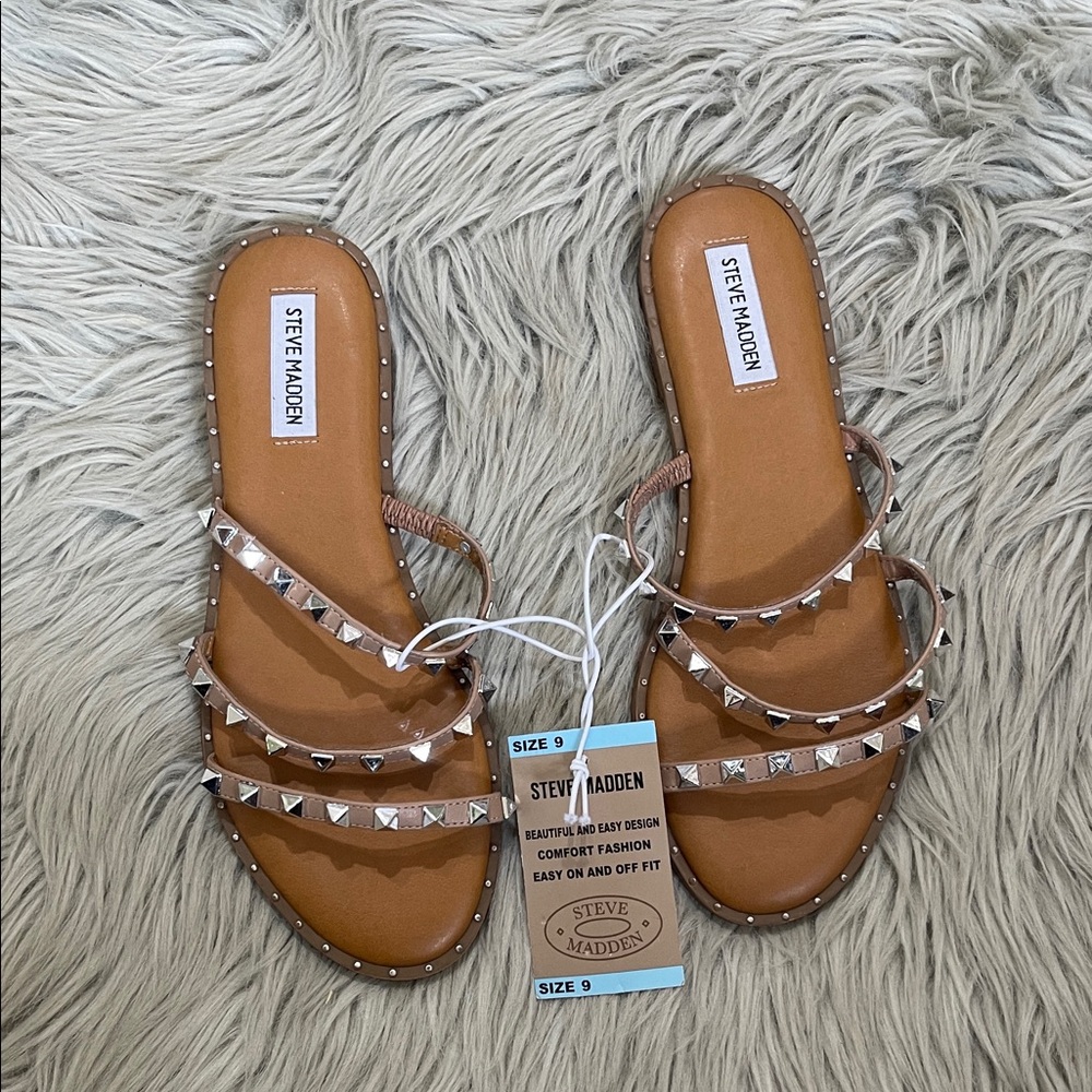 Steve Madden Brown Studded Sandals